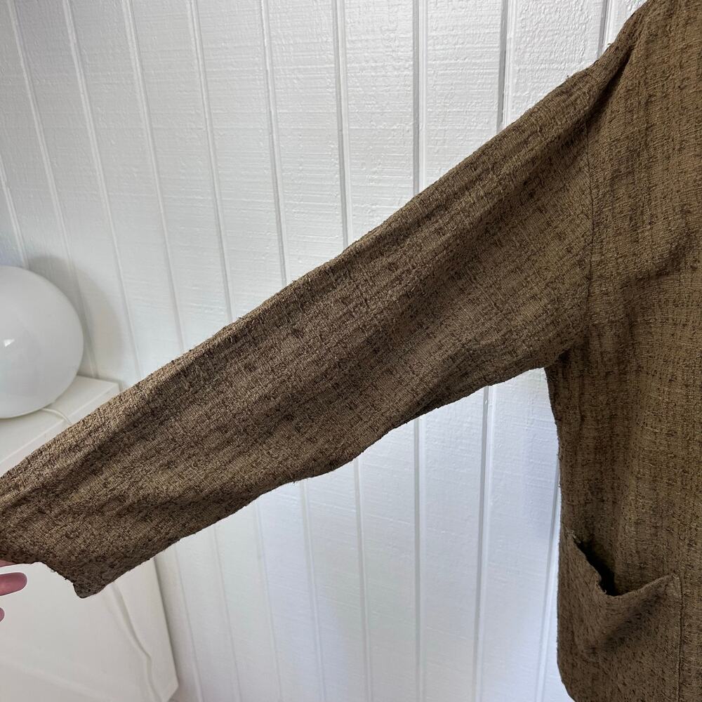 CP Shades Lagenlook Brown Textured Button Front Jacket Shirt Womens Medium - Picture 2 of 9